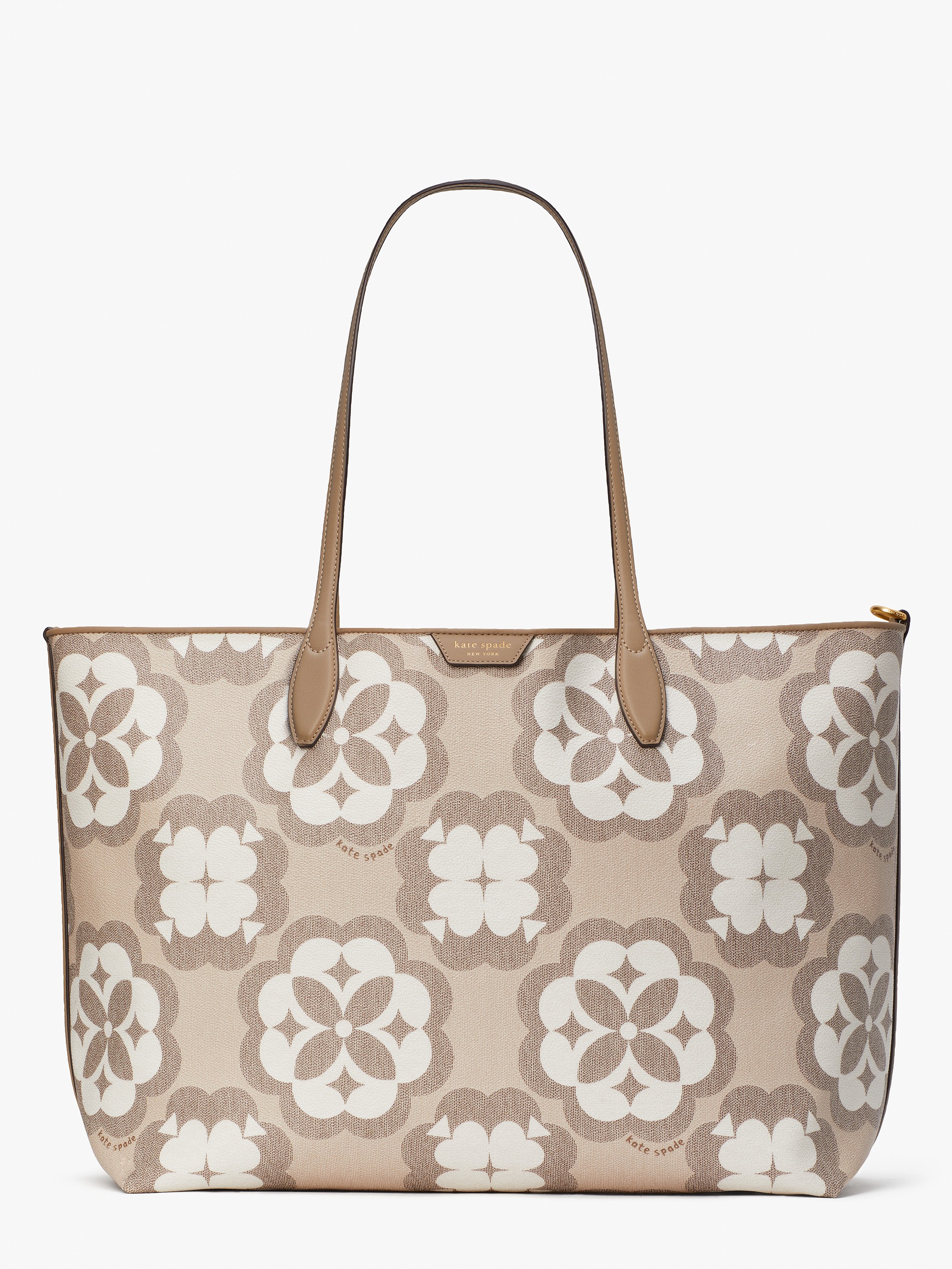 oversized spade flower monogram coated canvas sutton large tote