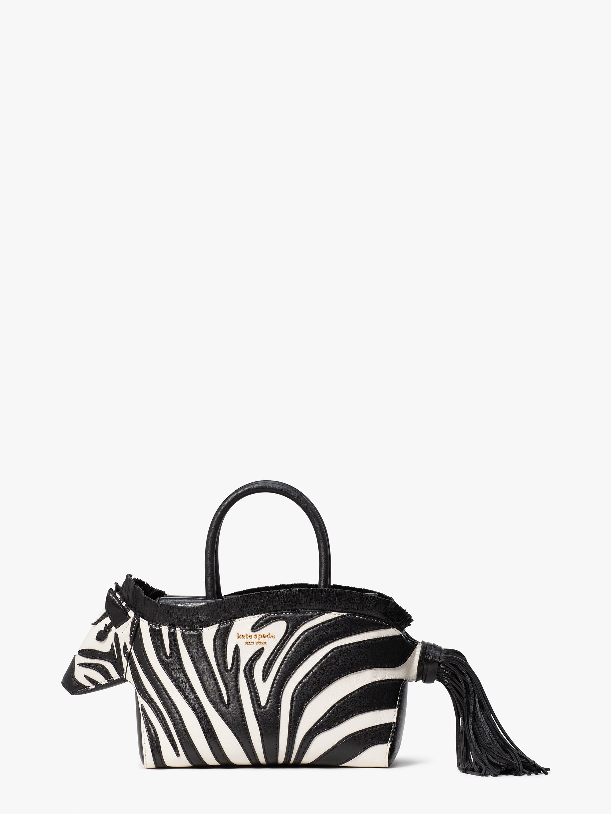 ziggy metallic smooth leather 3d zebra satchel