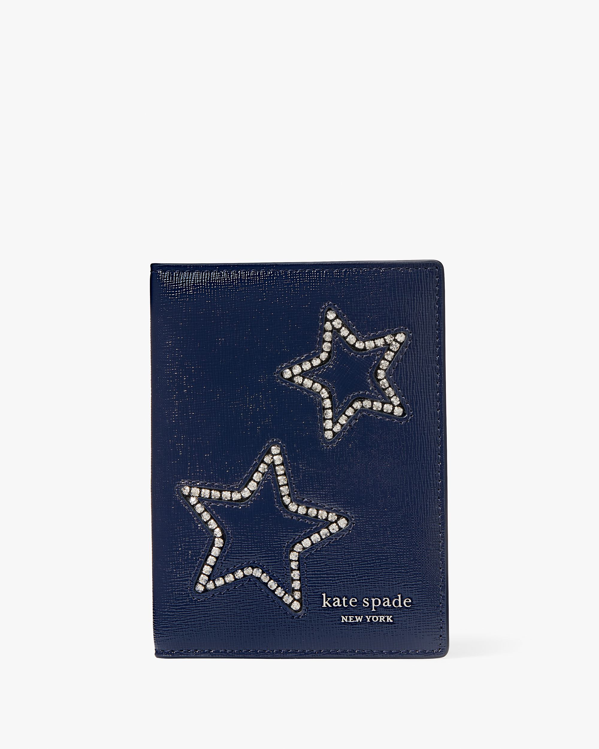 星空圖騰漆皮十字紋牛皮護照夾