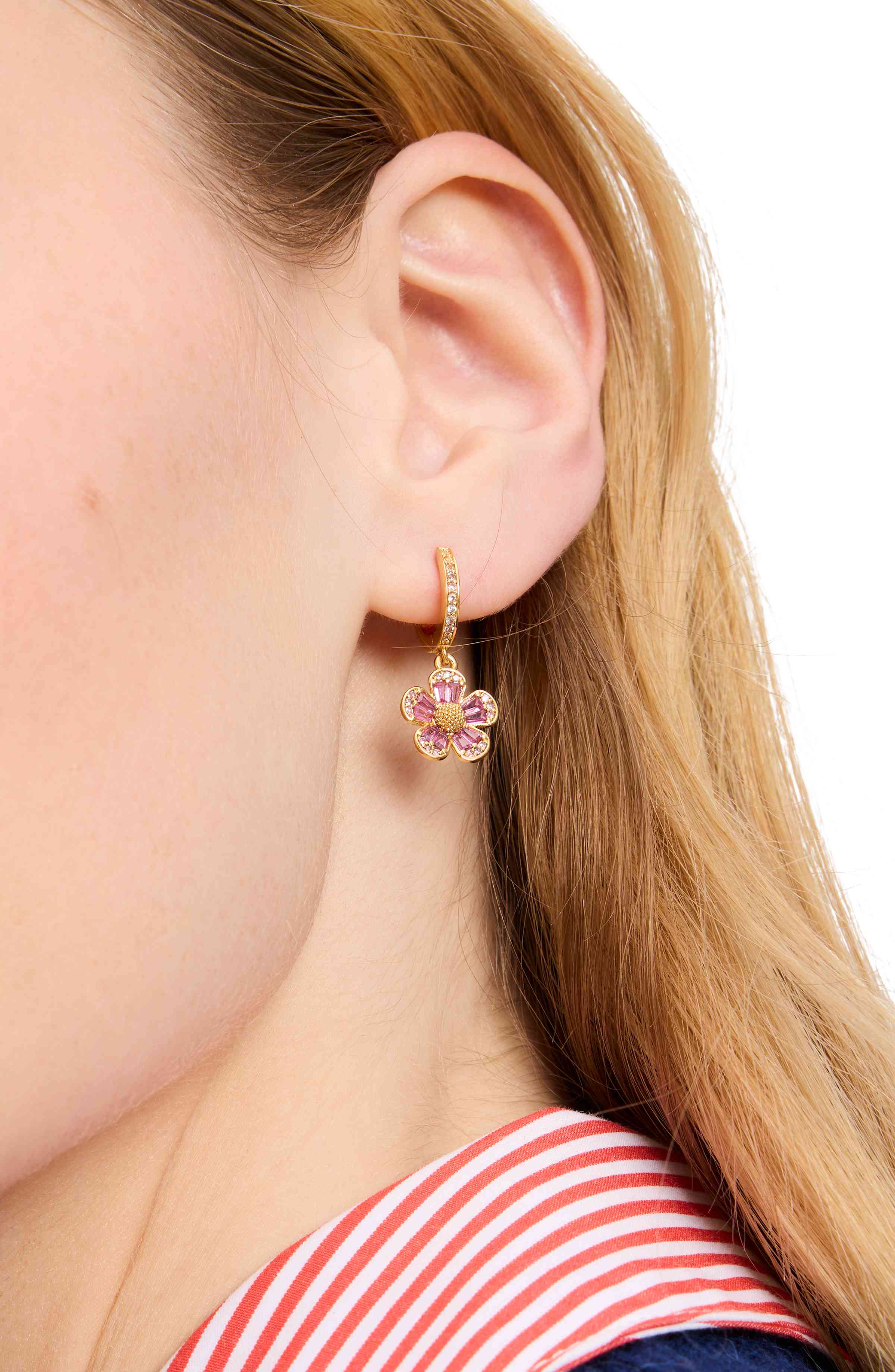 Fleurette粉紅花朵造型耳環