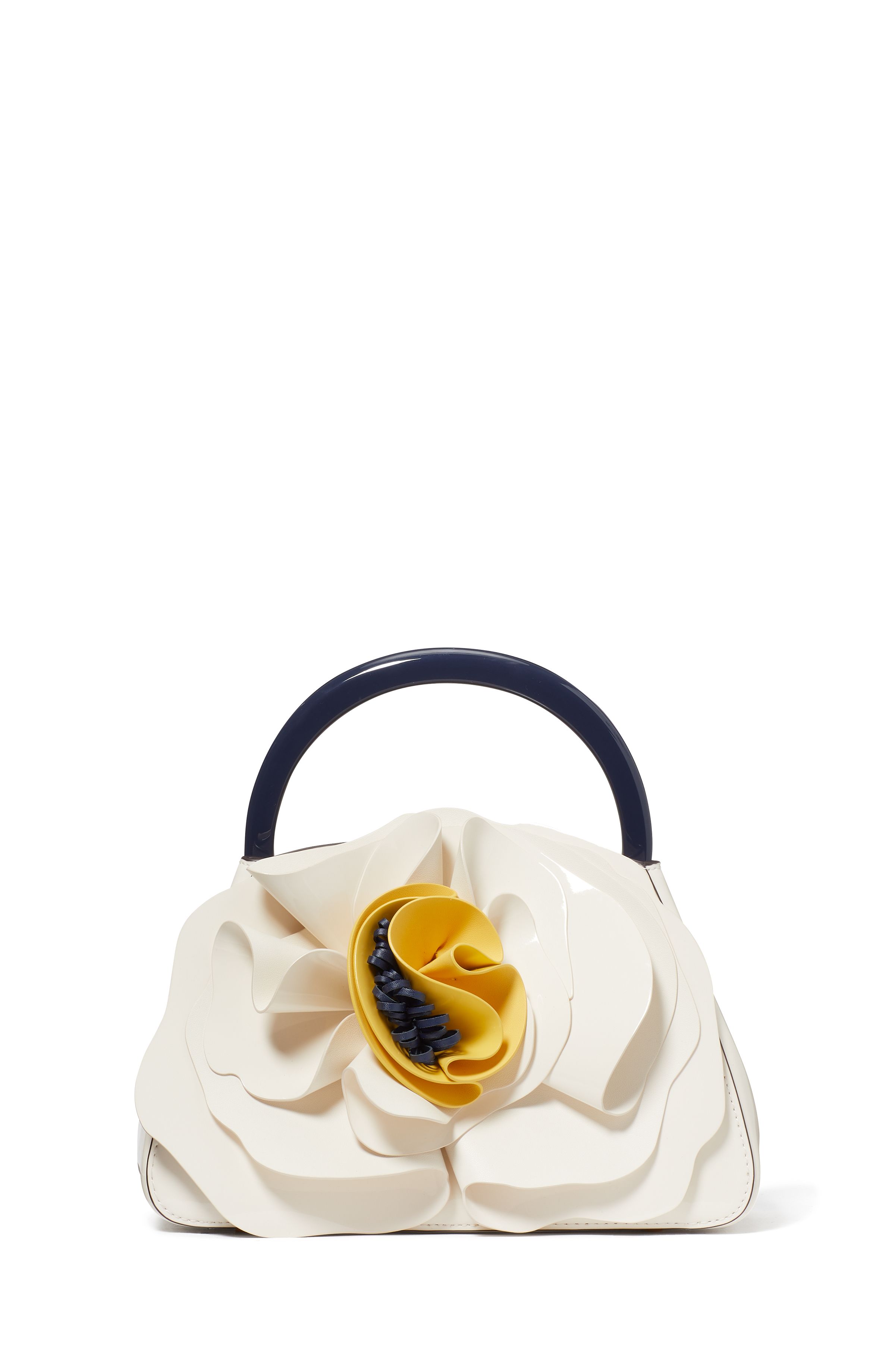 Flora白色立體太陽花裝飾手提包