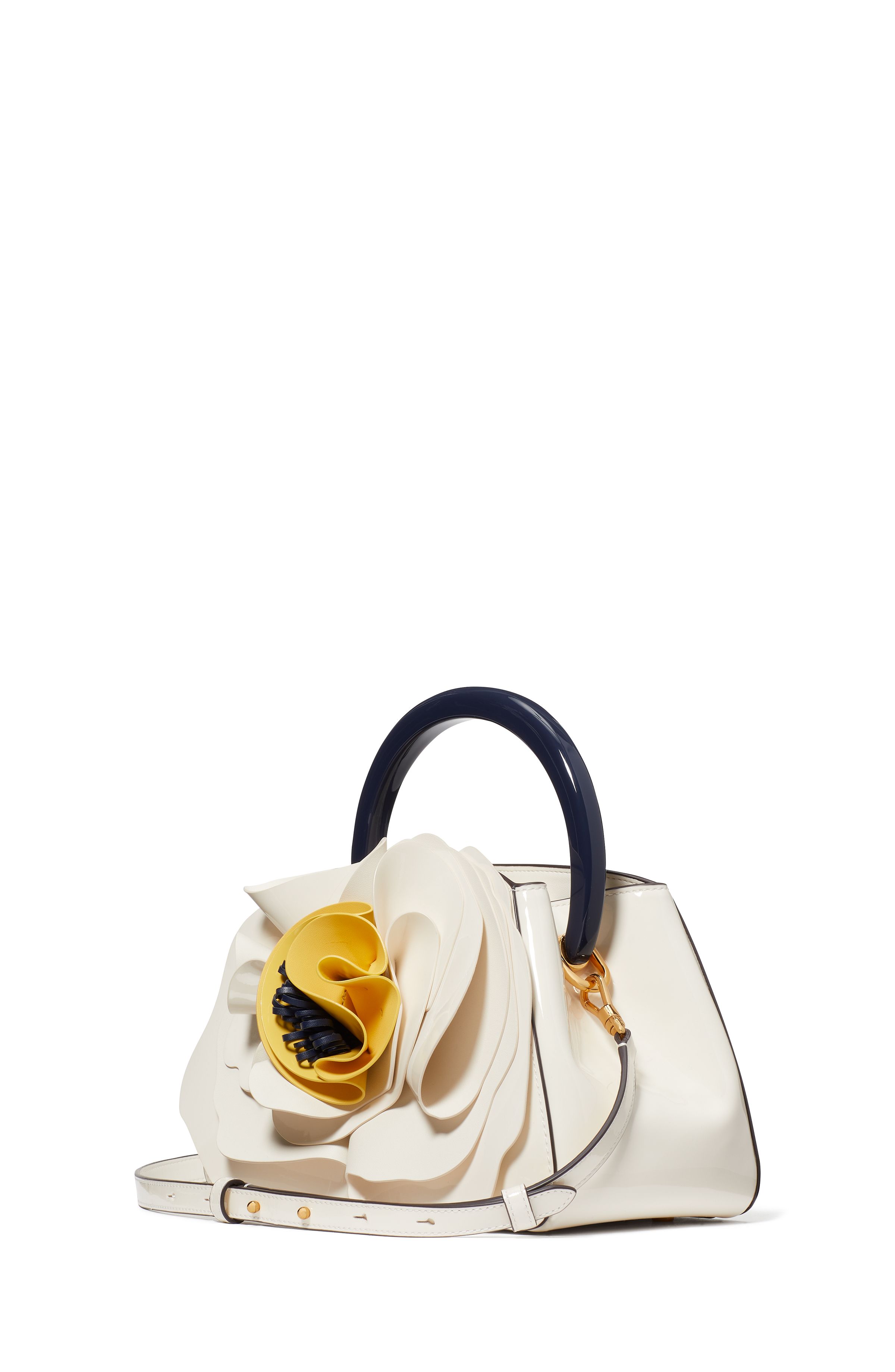 Flora白色立體太陽花裝飾手提包